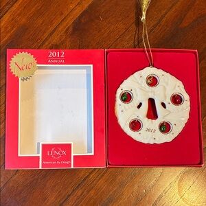 Lenox 2012 Holiday Wreath Ornament - White and Gold with Red and Green Accents